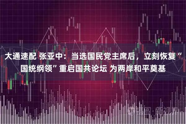 大通速配 张亚中：当选国民党主席后，立刻恢复“国统纲领”重启国共论坛 为两岸和平奠基