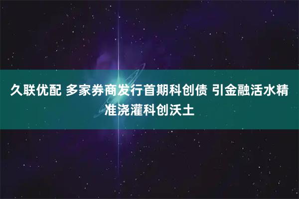久联优配 多家券商发行首期科创债 引金融活水精准浇灌科创沃土