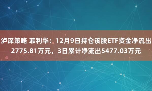 泸深策略 菲利华：12月9日持仓该股ETF资金净流出2775.81万元，3日累计净流出5477.03万元