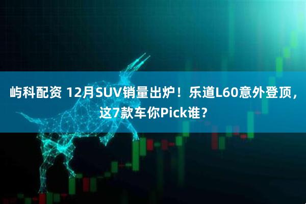 屿科配资 12月SUV销量出炉！乐道L60意外登顶，这7款车你Pick谁？